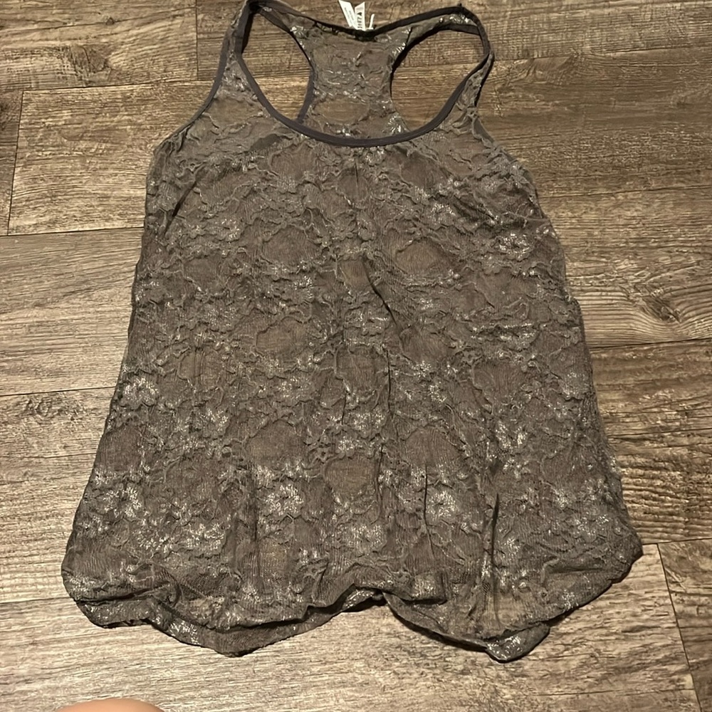 Grey lace top that’s is see through